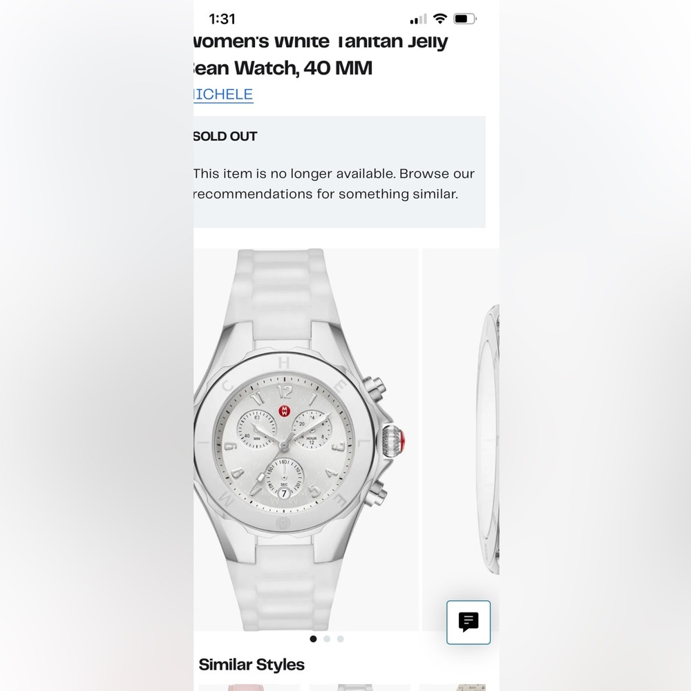 Michele White and Silver Chronograph Watch